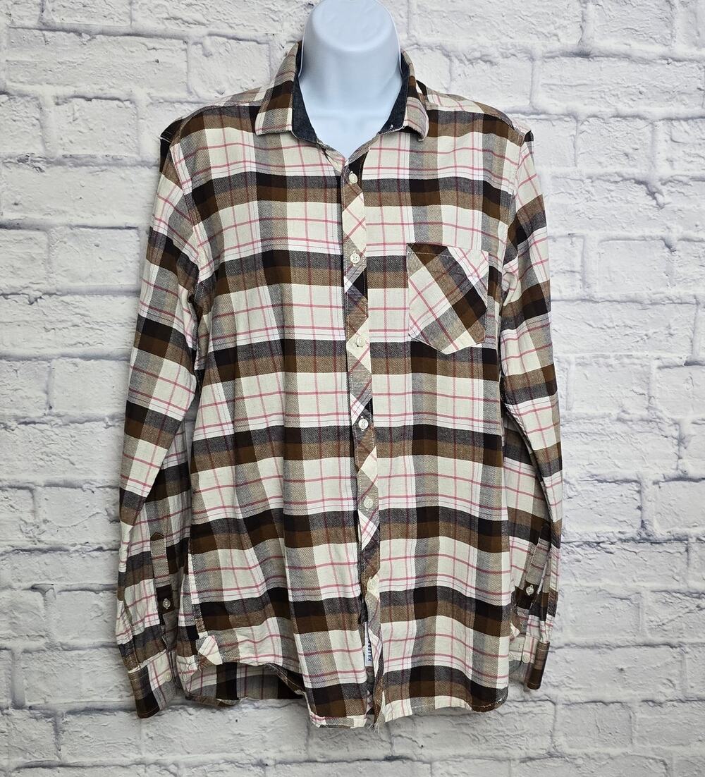 Killer Shirt Mens Large Plaid Flannel Button Down Long Sleeve Chest Pocket